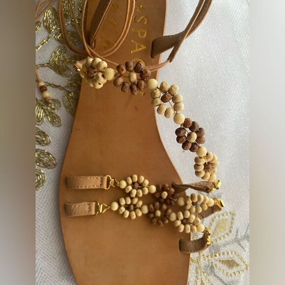 L*SPACE x MATISSE Slide Sandal Brown Stones Strap Size 10M - Picture 8 of 12